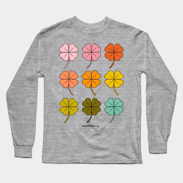 Rainbow Clover Long Sleeve T-Shirt by Doodle by Meg